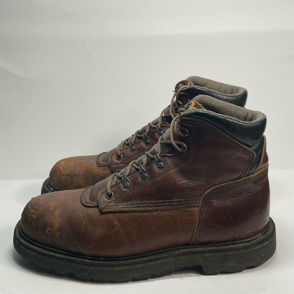 Red Wing Shoes Dark Brown Leather Steel Toe Waterproof Work Boots Mens Size 9 - Picture 6 of 12